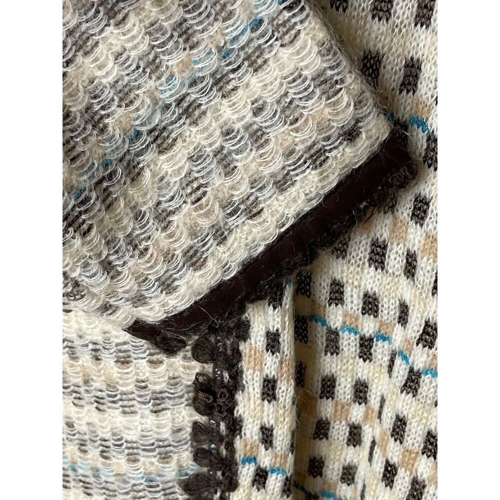 Sigrid Olsen Cream Multicolor Open Front Cardigan Sweater Size M - Picture 5 of 7